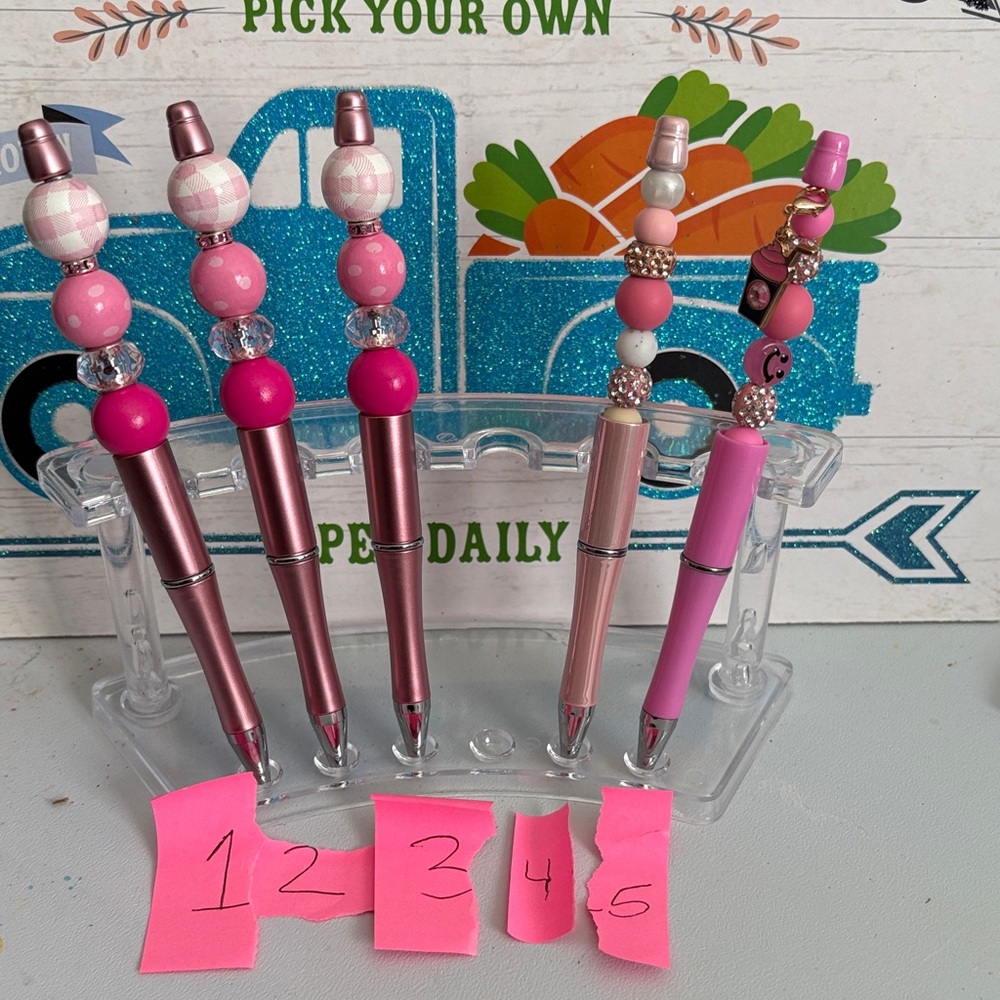 Hand Crafted Pink and Rose Beaded Pen (choose 1)